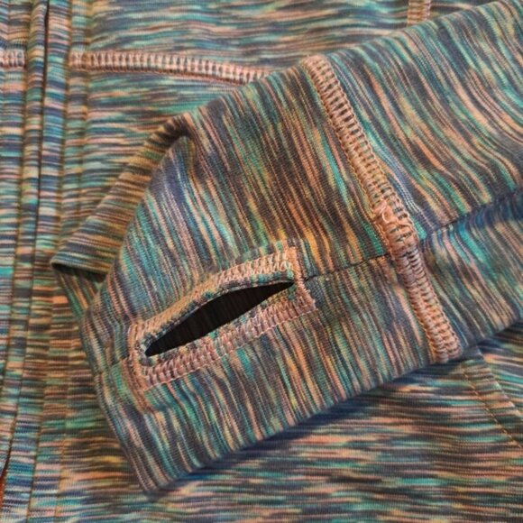 Zella Girl size Large or 14 full zip hoodie teal, gray & peach 2 pockets EUC - Picture 3 of 5